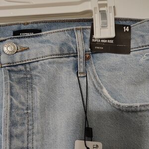 Express Light Blue Womens Jean Shorts Size 14